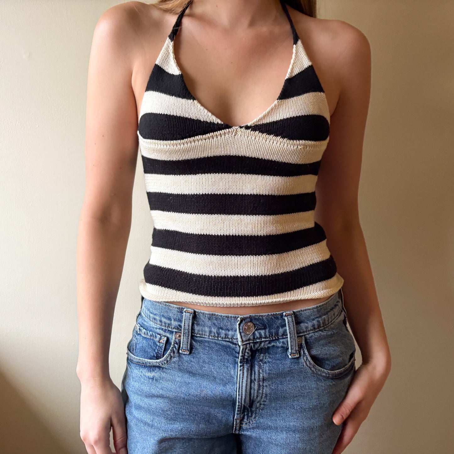 Black and White Striped Halter