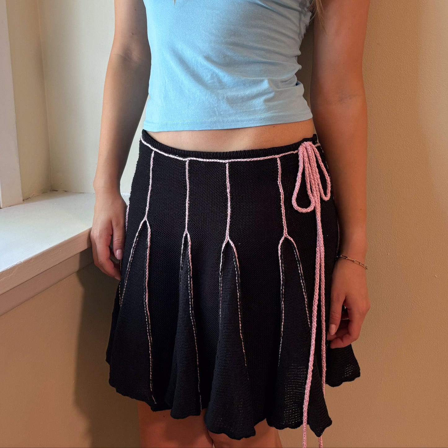 Black and Pink Ruffle Midi