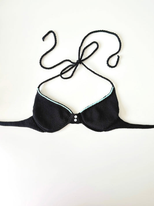 Little Button Bra - Black