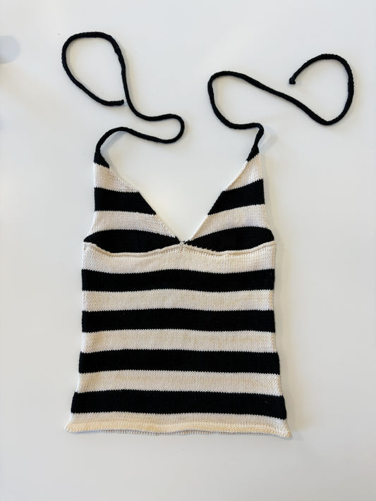 Black and White Striped Halter